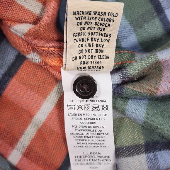 L.L.Bean Plaid Flannel Shirt Relaxed Fit Cotton Multicolor Outdoor Women's L - Picture 9 of 10